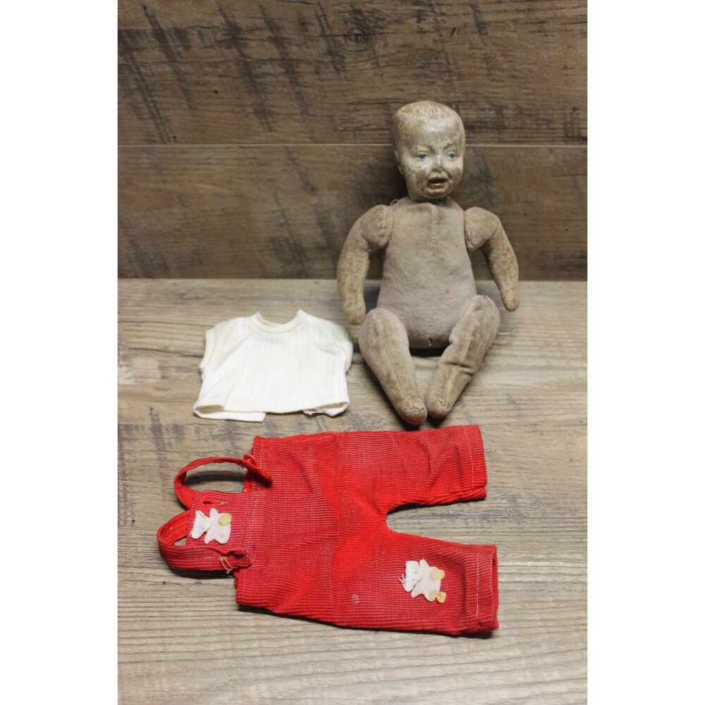Antique vintage composition head velvet‎ stuffed body collectible doll